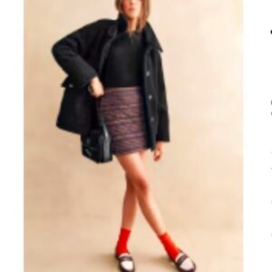 Sezane Tania Skirt Ivan Burgundy Tartan - Size 8